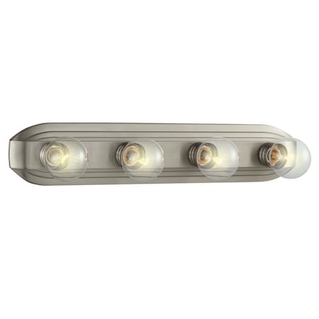 Designers Fountain Buena Vista 24in 4-Light Brushed Nickel Retro Modern Indoor Vanity Light 6614-BN